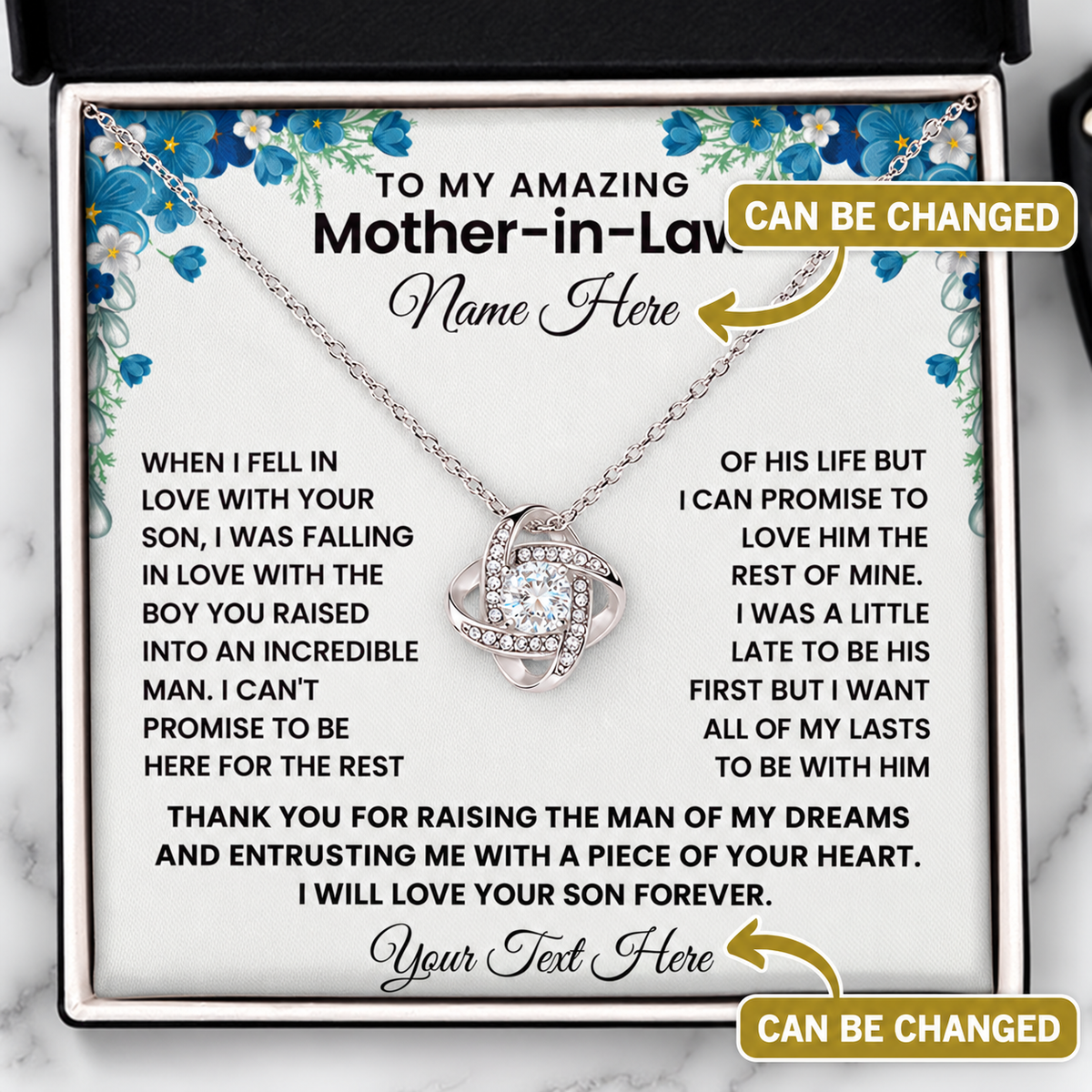 Personalized To My Husband's Mom- Loveknot Necklace Gift Set