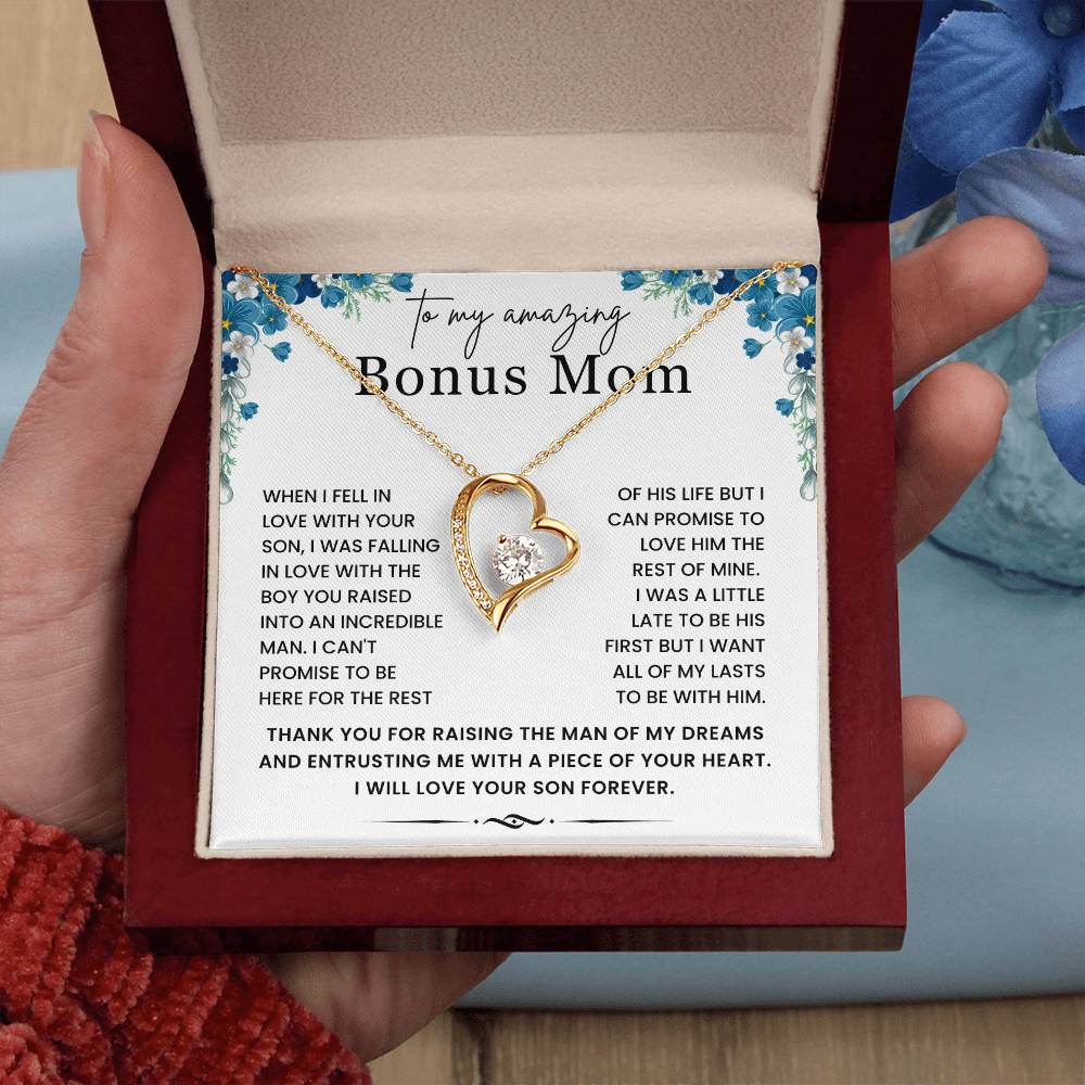 To My Amazing Bonus Mom- Forever Love Necklace- Christmas Gift for BF Mom and Mother in Law