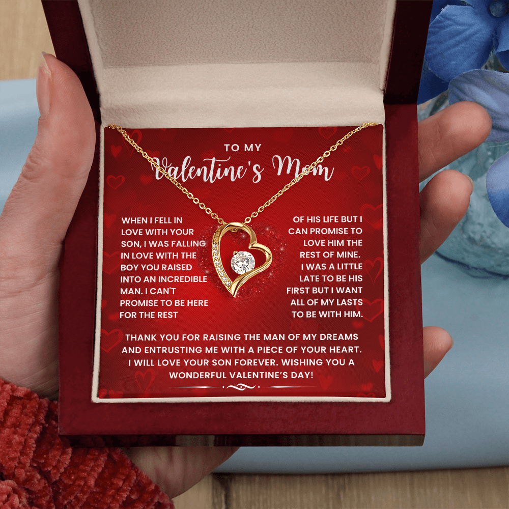 To My Valentine's Mom Necklace - I Will Love Your Son Forever - Gift for Boyfriend's Mom, Mother in Law