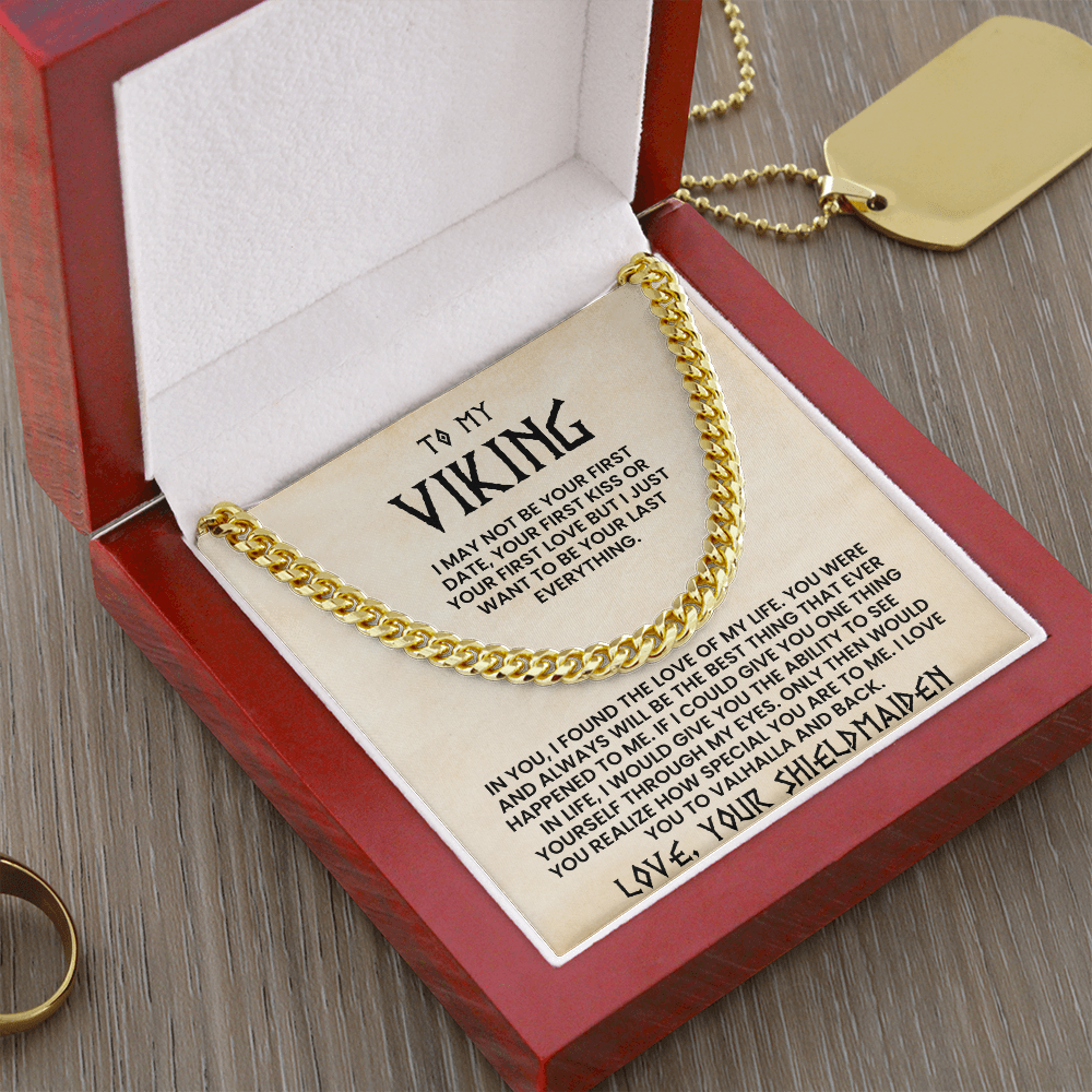 To My Viking - I Love You to Valhalla and Back - Cuban Chain Necklace