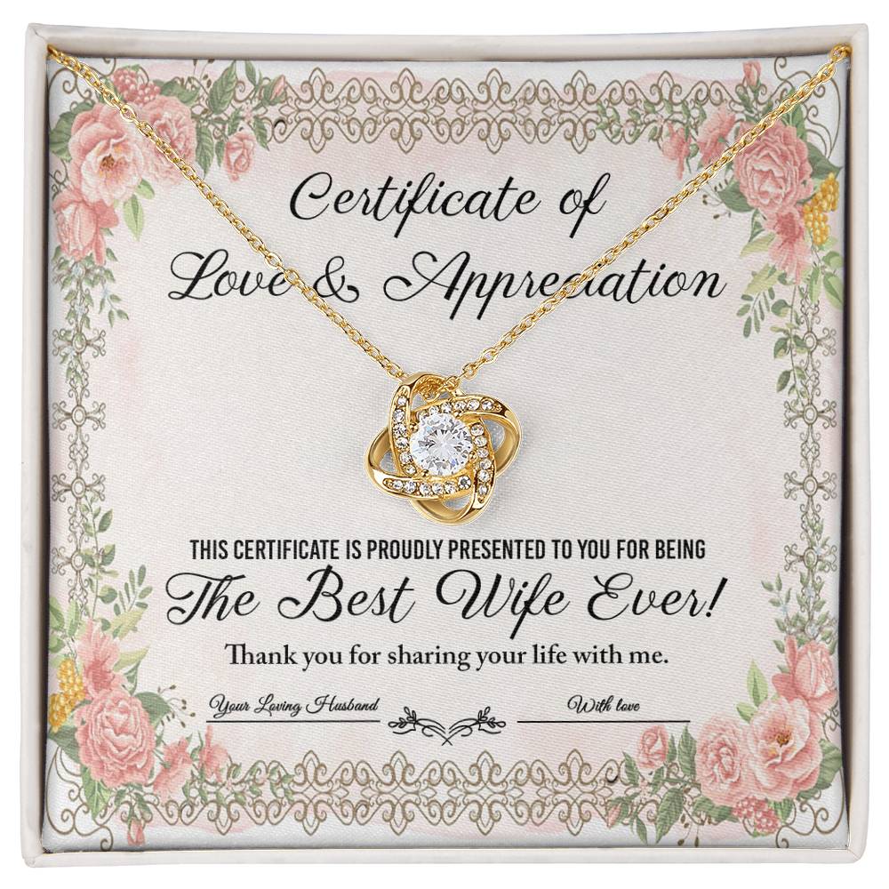 Wife-Love & Appreciation=Loveknot Necklace