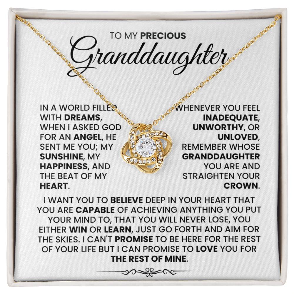 To My Precious Granddaughter-Loveknot Necklace-I Want You To Believe