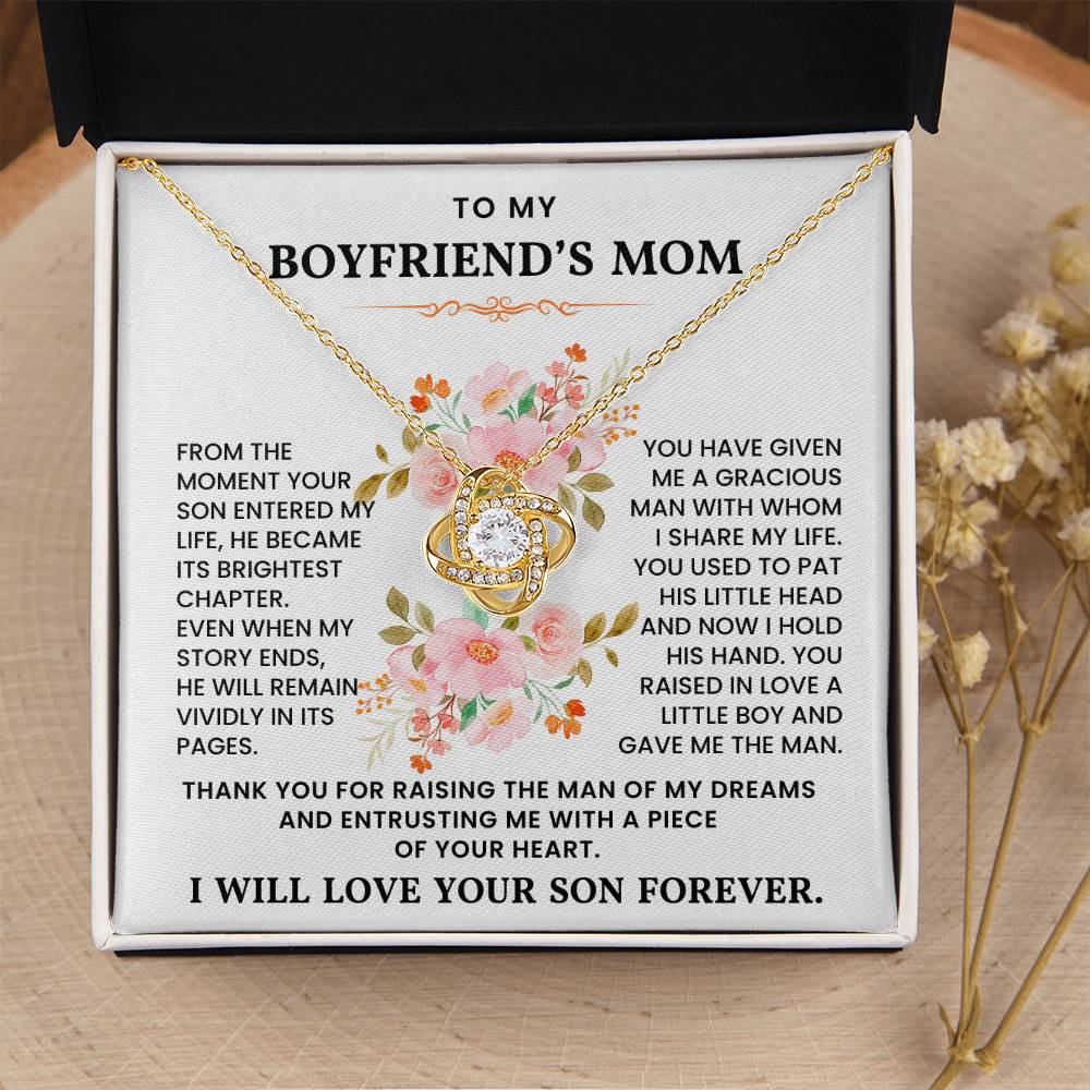 To My Boyfriend's Mom-Loveknot Necklace-Thank You For Raising The Man Of My Dream