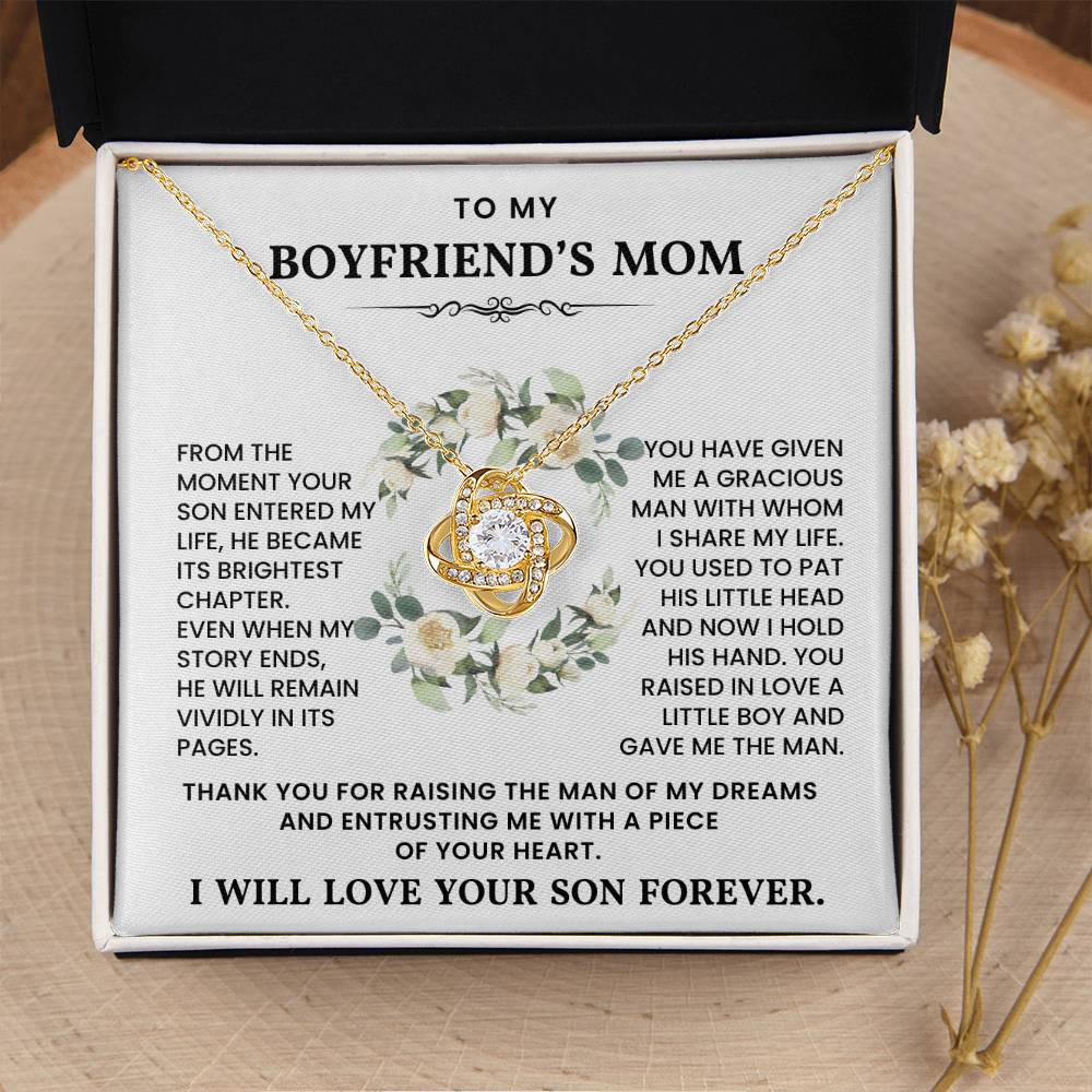 To My Boyfriend's Mom-Loveknot Necklace-I Will Love Him Always
