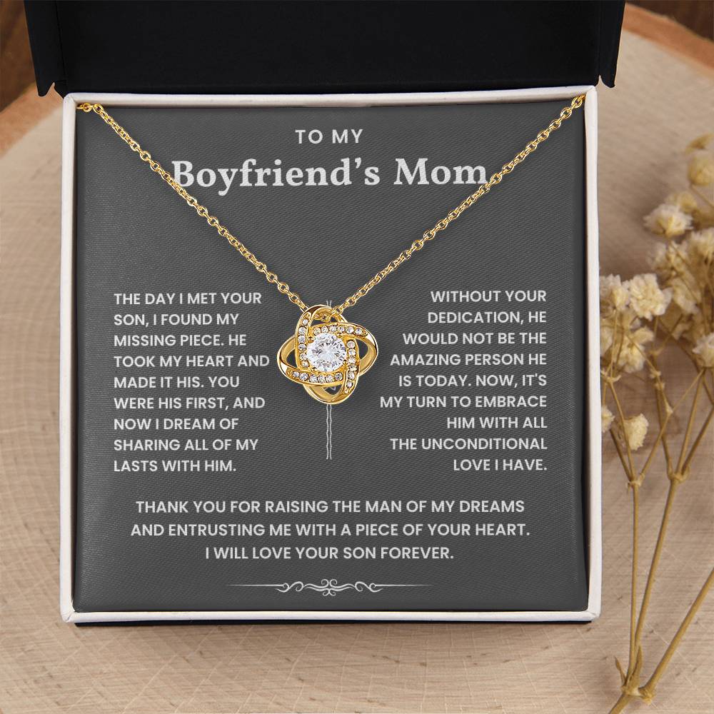 To My Boyfriend's Mom-Loveknot Necklace-Thank You For Raising