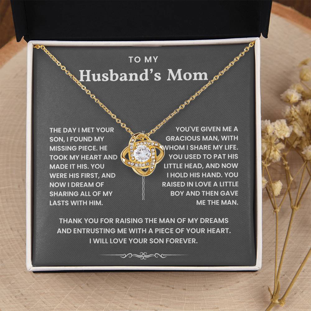 To My Husband's Mom- Loveknot Necklace- Now I Hold His Hand