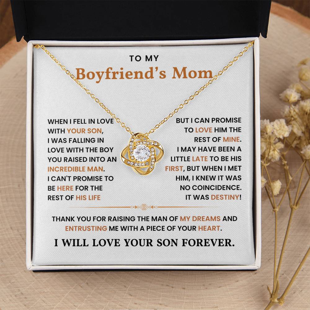 To My Boyfriend's Mom-Loveknot Necklace-I Will Love Him