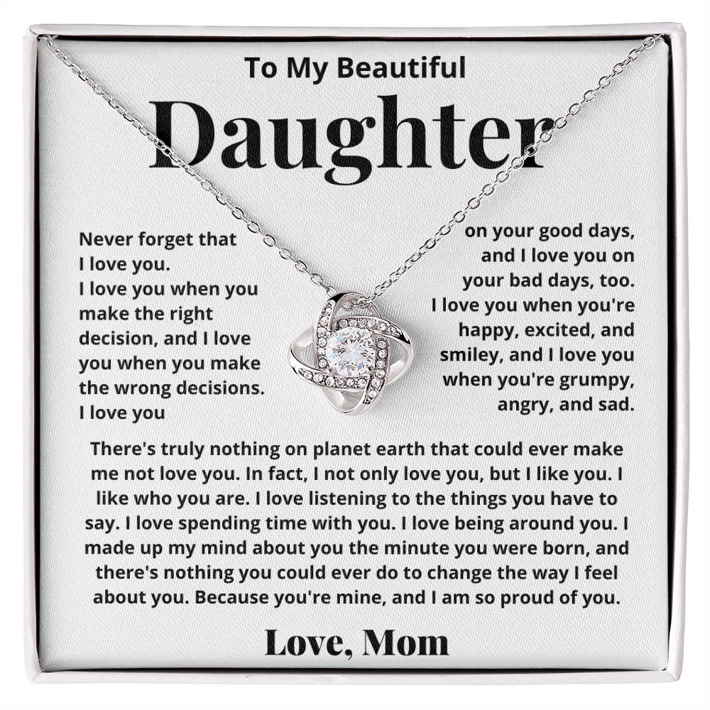 To My Beautiful Daughter - I Am So Proud of You - Love Knot Necklace