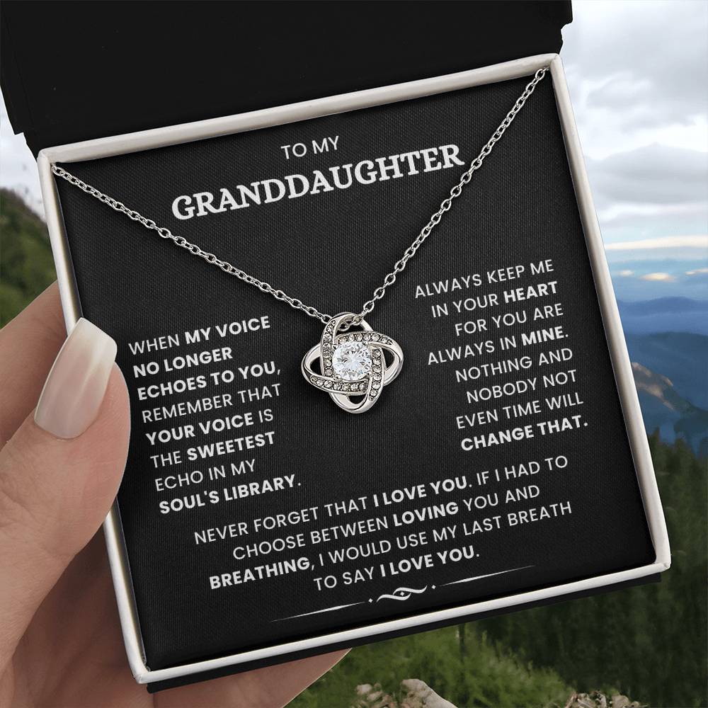 To My Granddaughter-Loveknot Necklace-When My Voice No Longer Echoes
