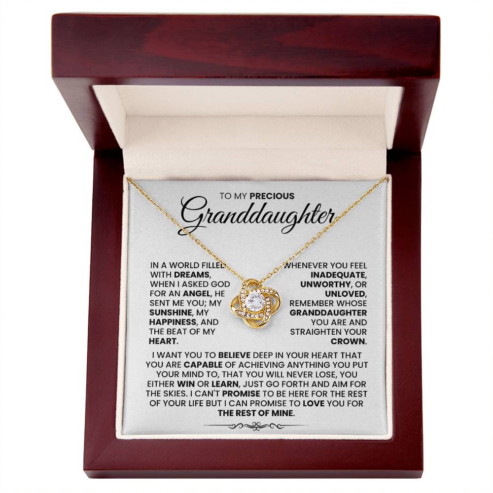 To My Precious Granddaughter-Loveknot Necklace-I Want You To Believe