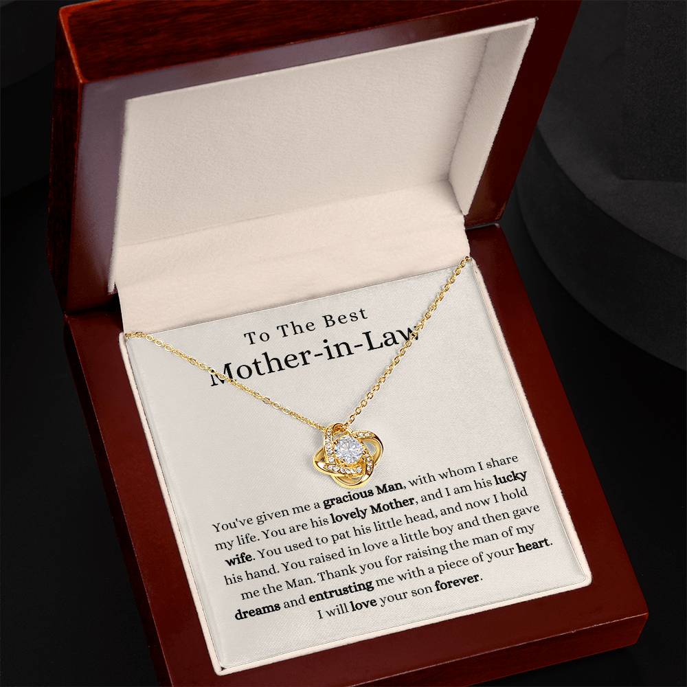 To The Best Mother-In -law-Loveknot Necklace-I Hold His Hand