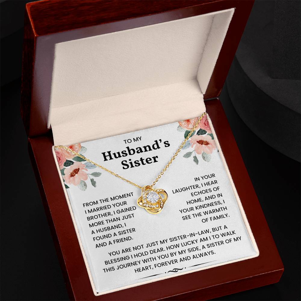 To My Husband's Sister-Loveknot Necklace-I Found A Sister And A Friend