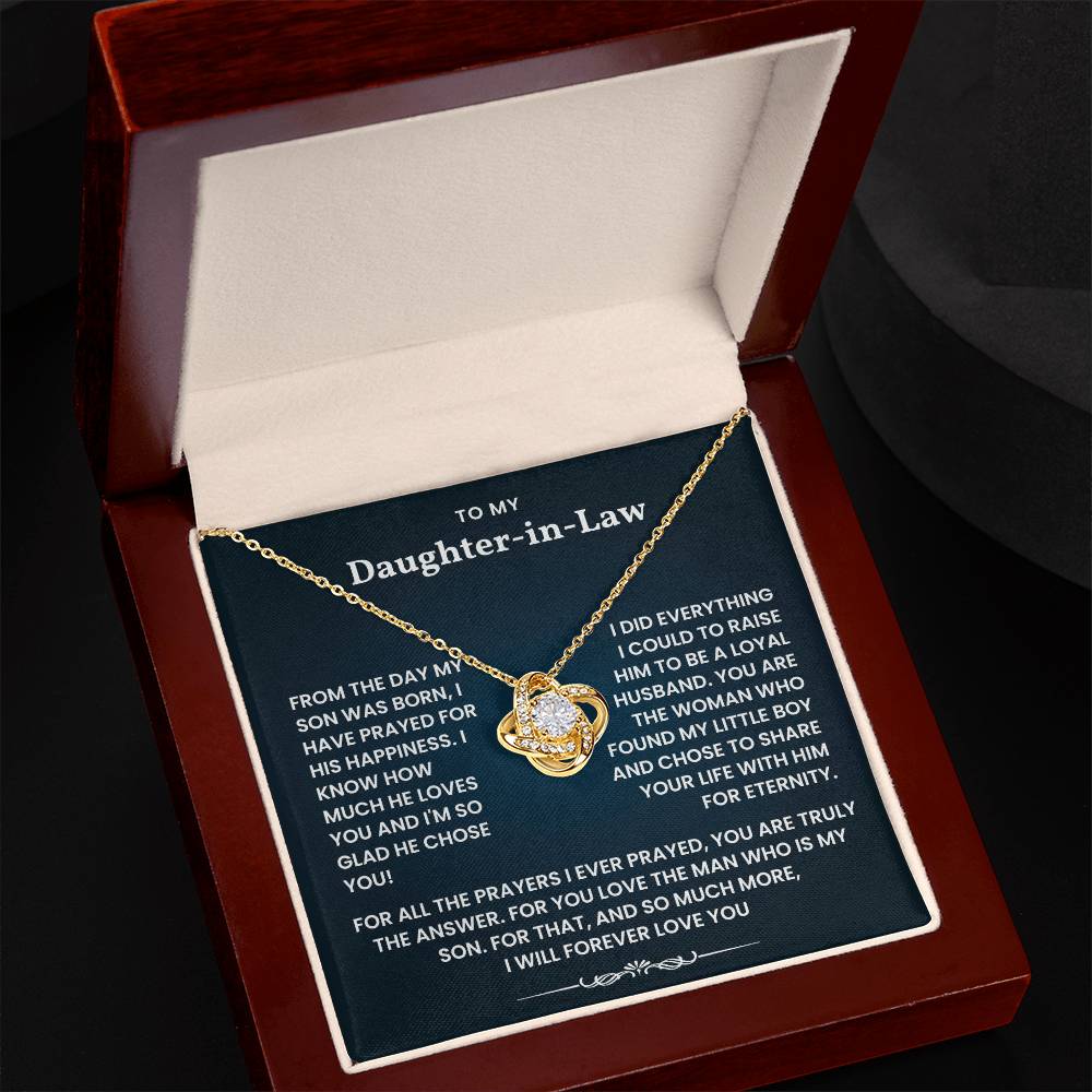 To My Daughter-In-Law- Loveknot Necklace-For All That Prayers