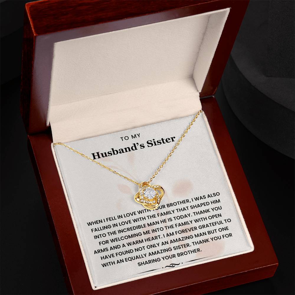 To My Husband's Sister-Loveknot Necklace- Thank You For Sharing Your Brother