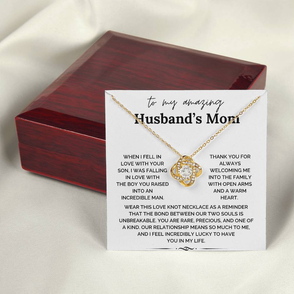 To My Amazing Husband's Mom - You Are Rare, Precious, and One of A Kind - Love Knot Necklace