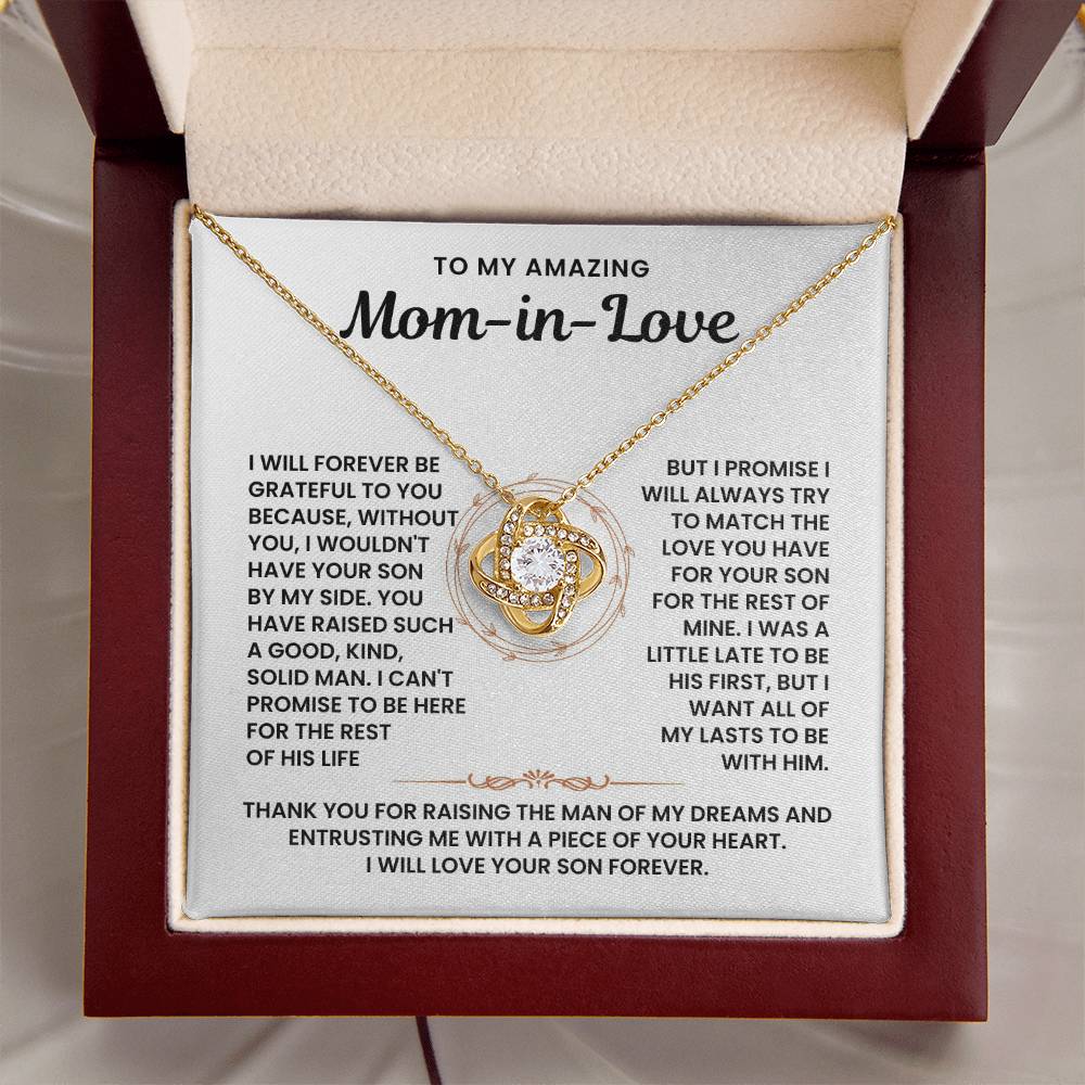 To My Amazing Mom-In-Love-Loveknot Necklace-I Will Forever Be