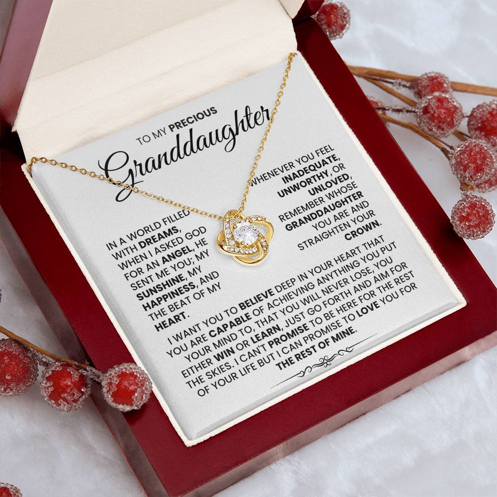 To My Precious Granddaughter-Loveknot Necklace-I Want You To Believe