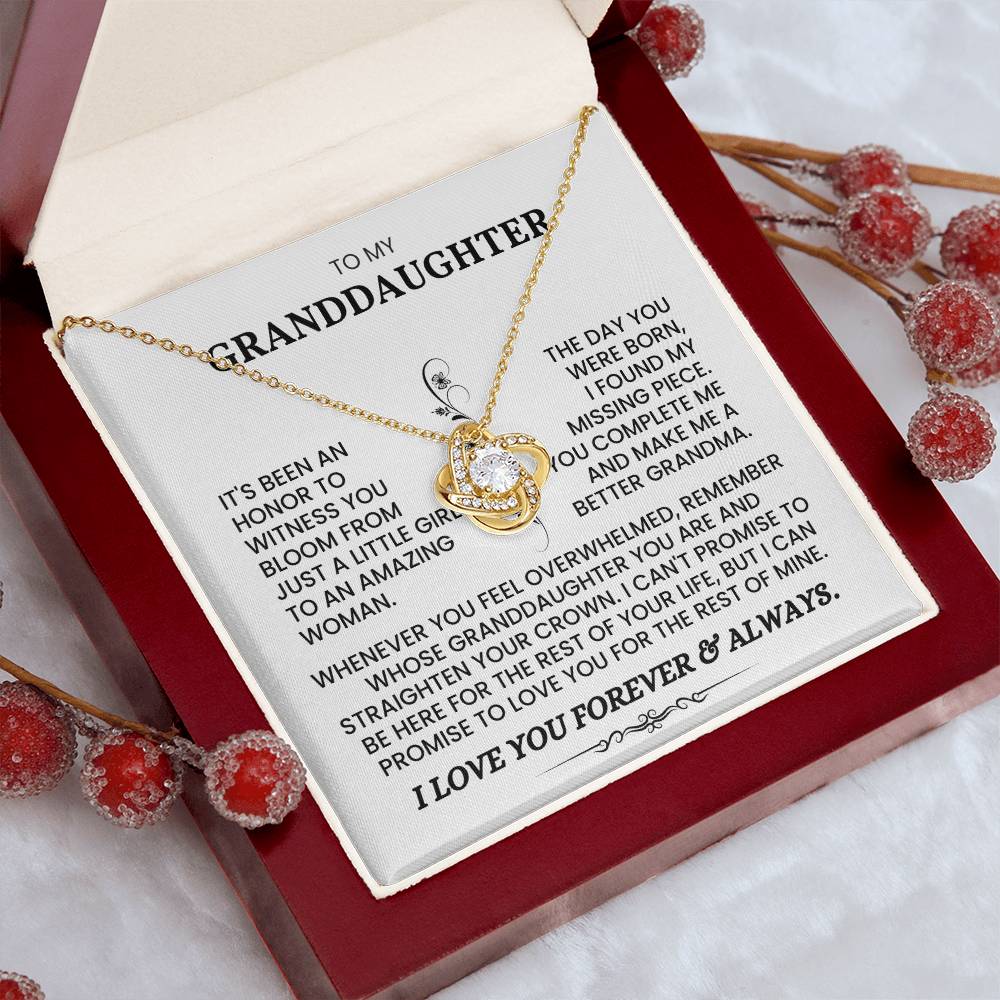 To My Granddaughter-Loveknot Necklace-I Love You Forever And Always