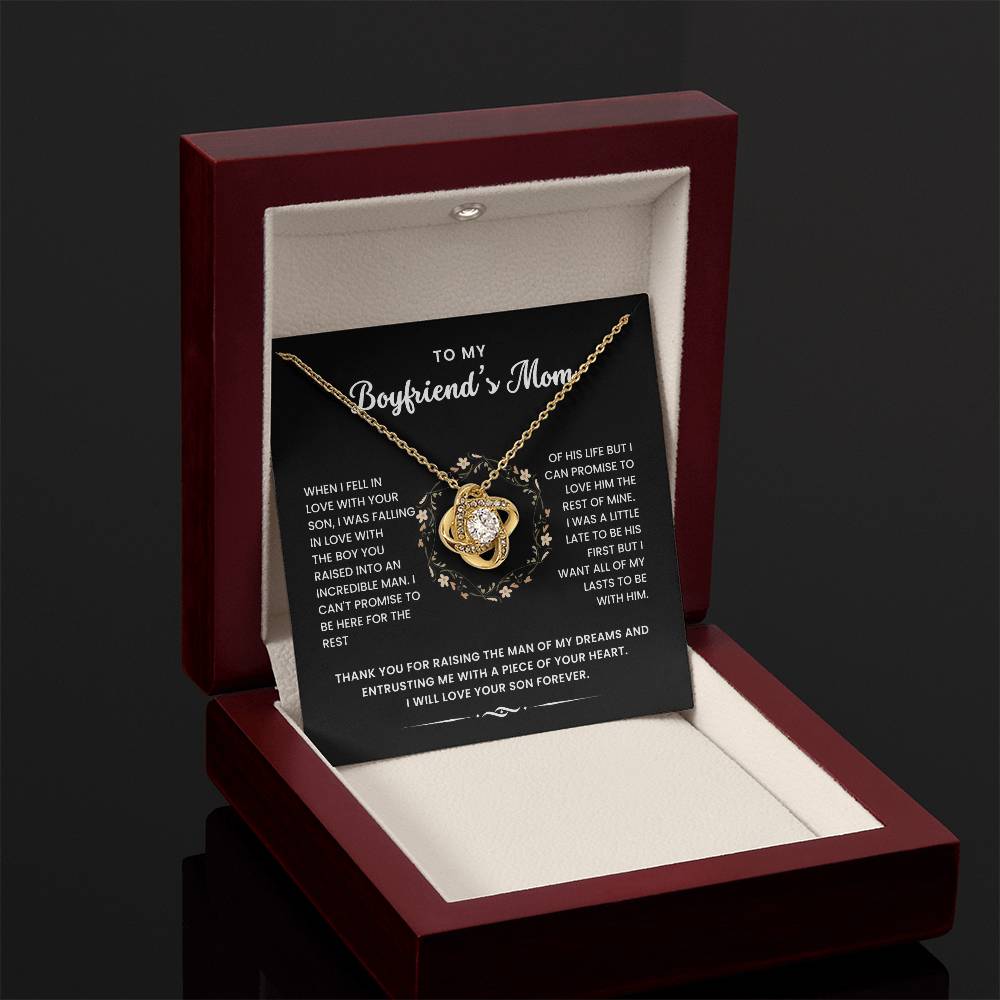 To My Boyfriend Mom- Loveknot Necklace- I Will Love Your Son Forever