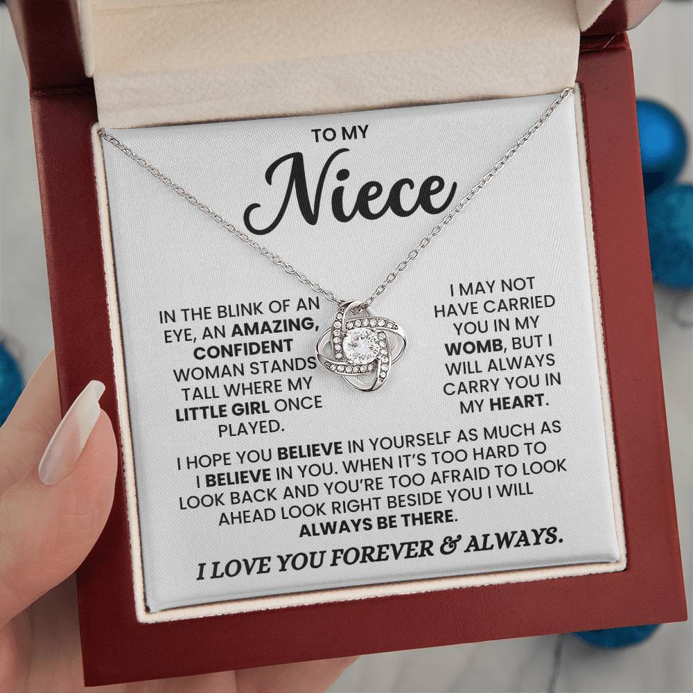 To My Niece-Loveknot Necklace- I Love You Forever