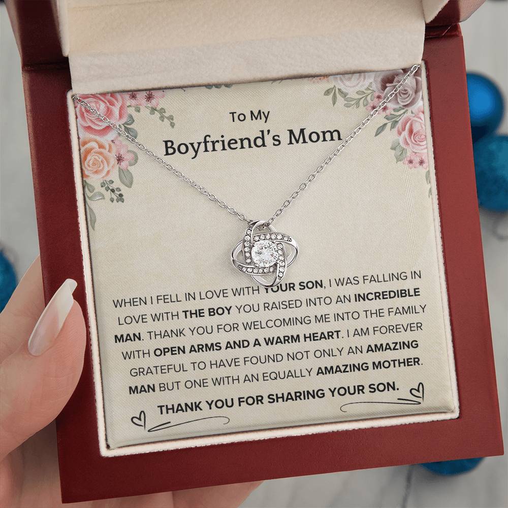 To My Boyfriend's Mom-Loveknot Necklace-I Was Falling In Love With The Boy