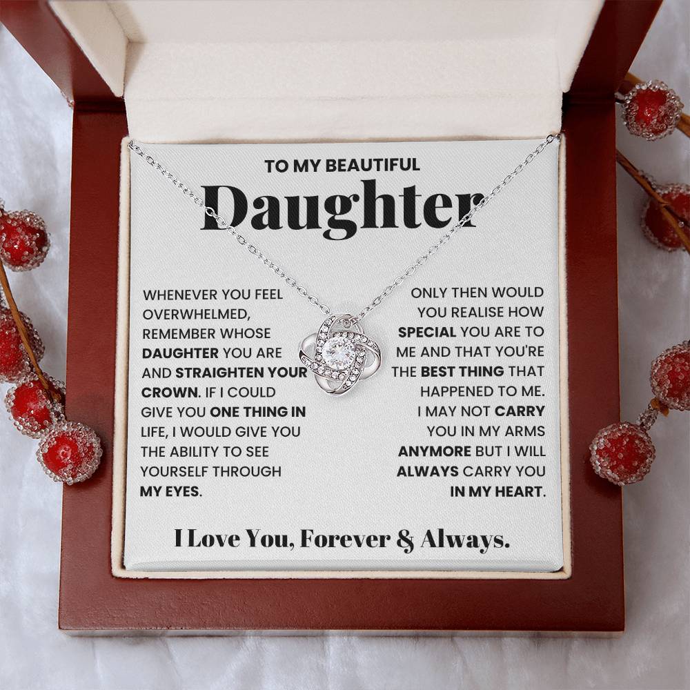 To My Daughter- Loveknot Necklace- Always Carry You In My Heart
