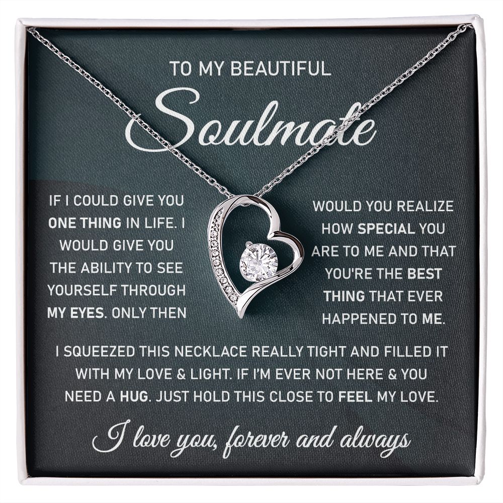 Gift For Soulmate- Satinless Steel Necklace-14k White Gold Finish