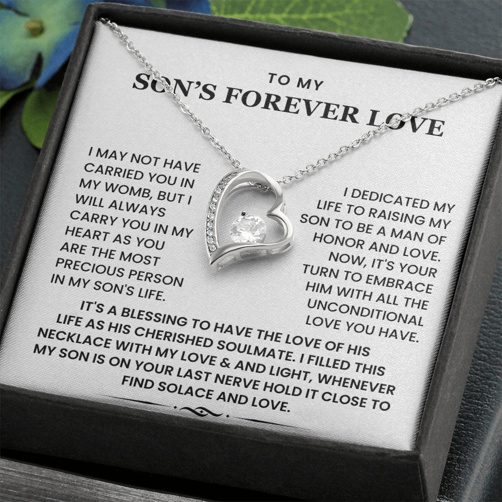 To My Son's Forever Love - I Will Always Carry You In My Heart - Forever Love Necklace