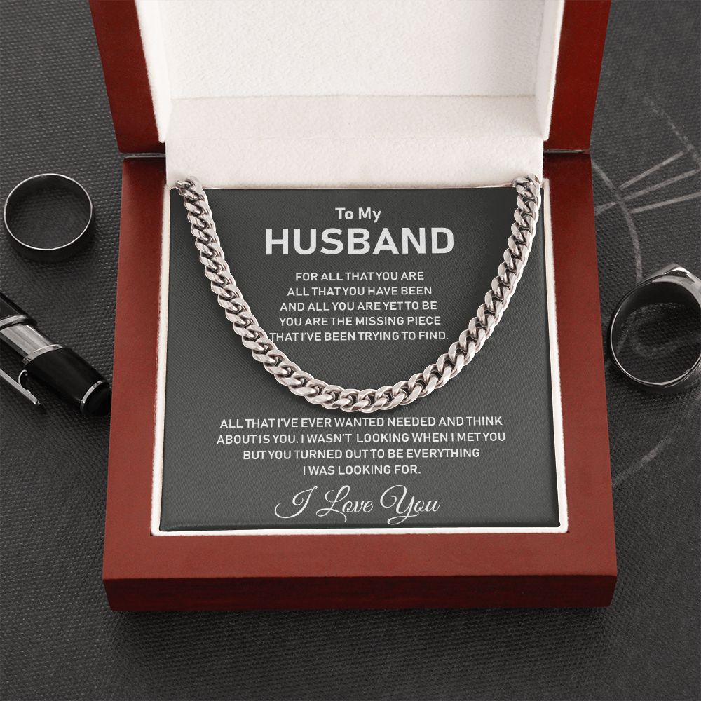 To My Husband-Stainless Steel Cuban Chain- I Love You