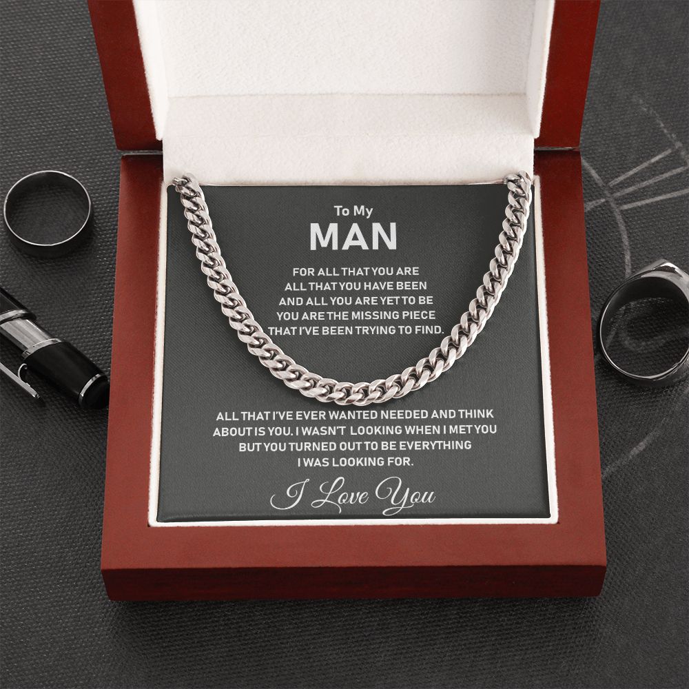 To My Man- Stainless Steel Cuban Chain-I Love You