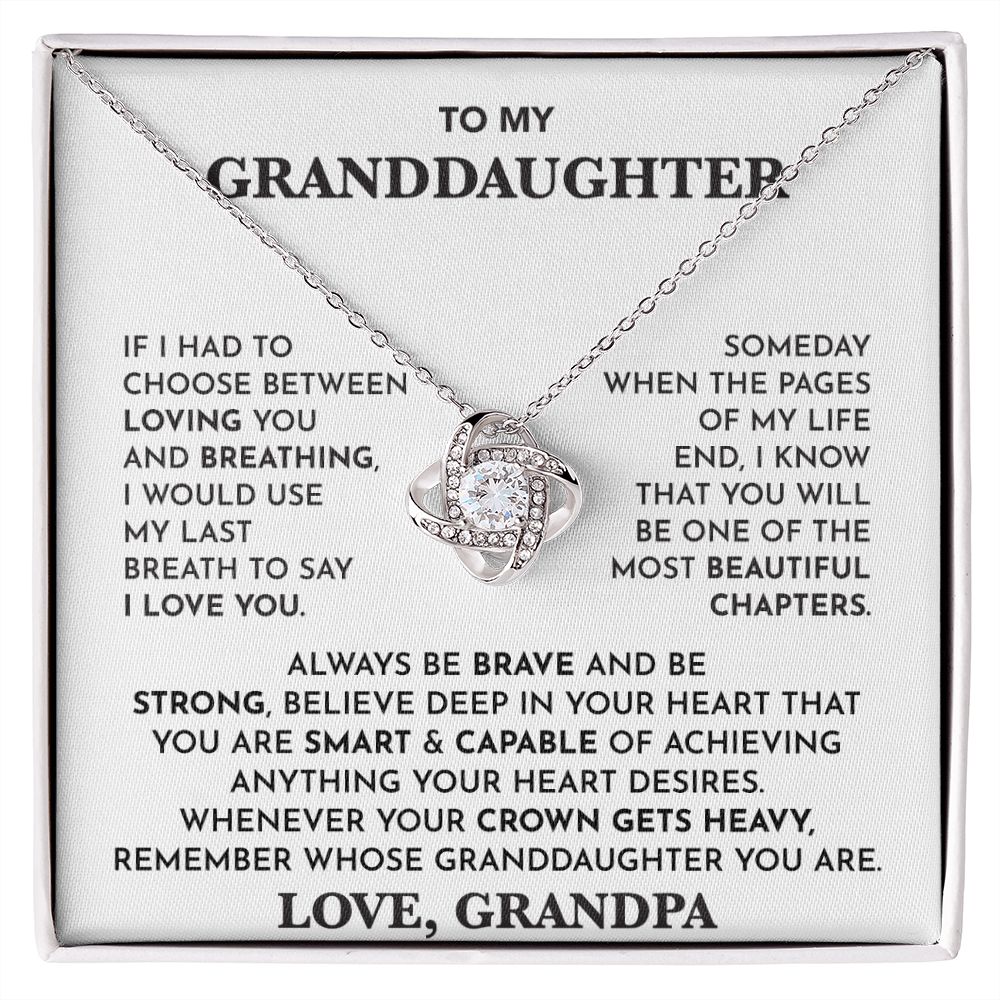 To My Granddaughter- Loveknot Necklace- Always Be Brave