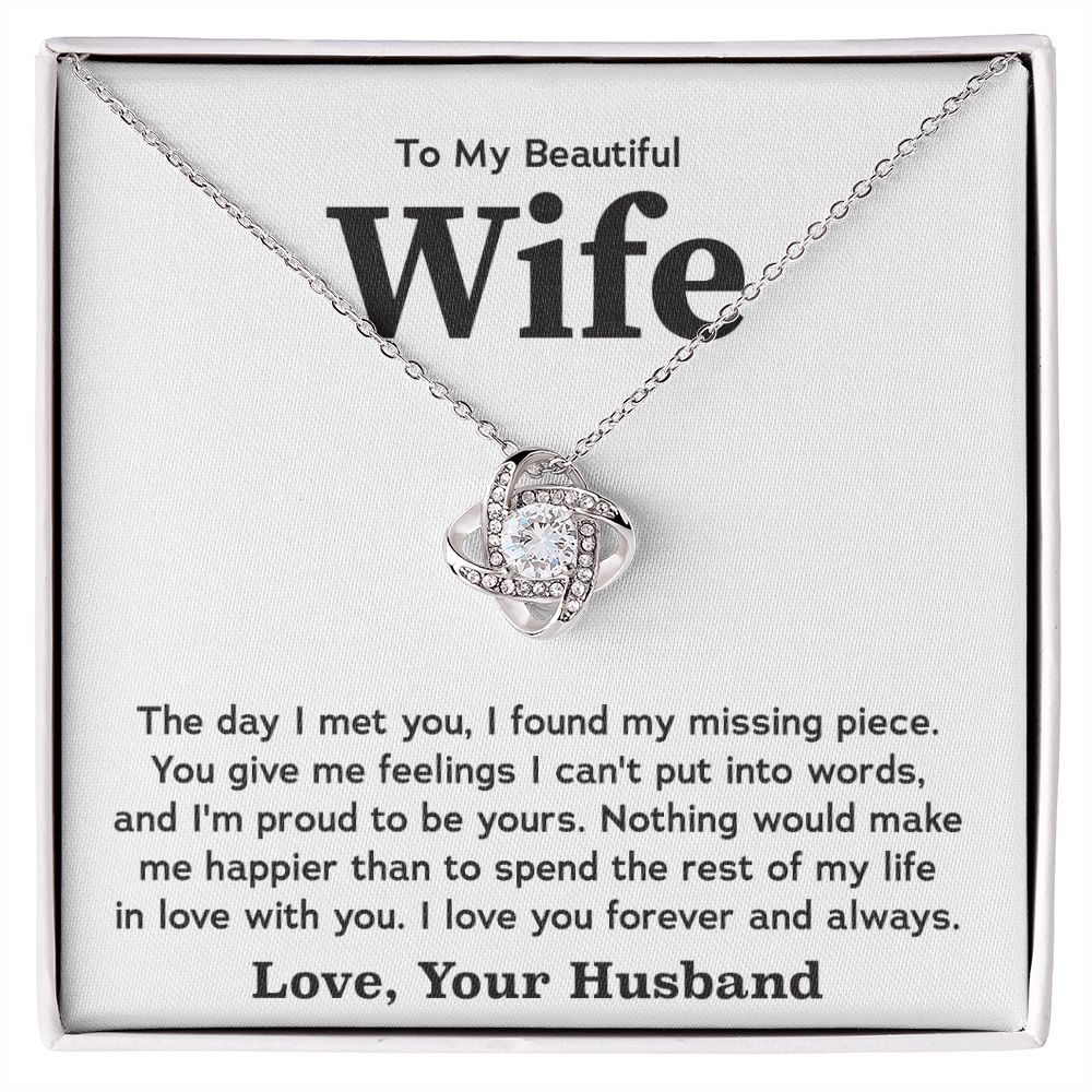 To My Beautiful Wife-Loveknot Necklace- I Love You Forever