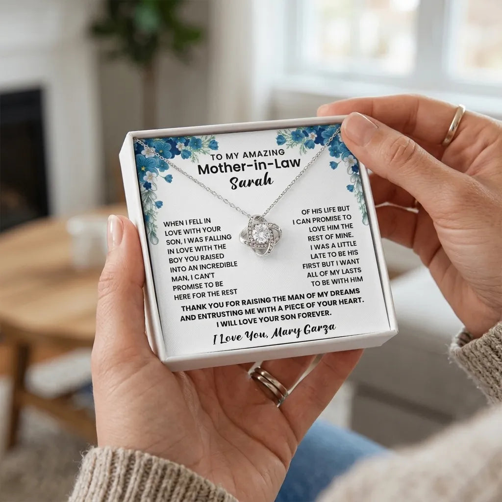 Personalized To My Husband's Mom- Loveknot Necklace Gift Set