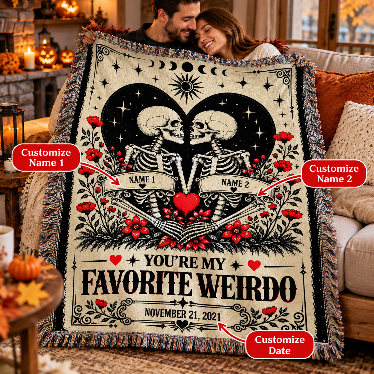 Personalize Blanket - You're My Favorite Weirdo - Anniversary Gift for her
