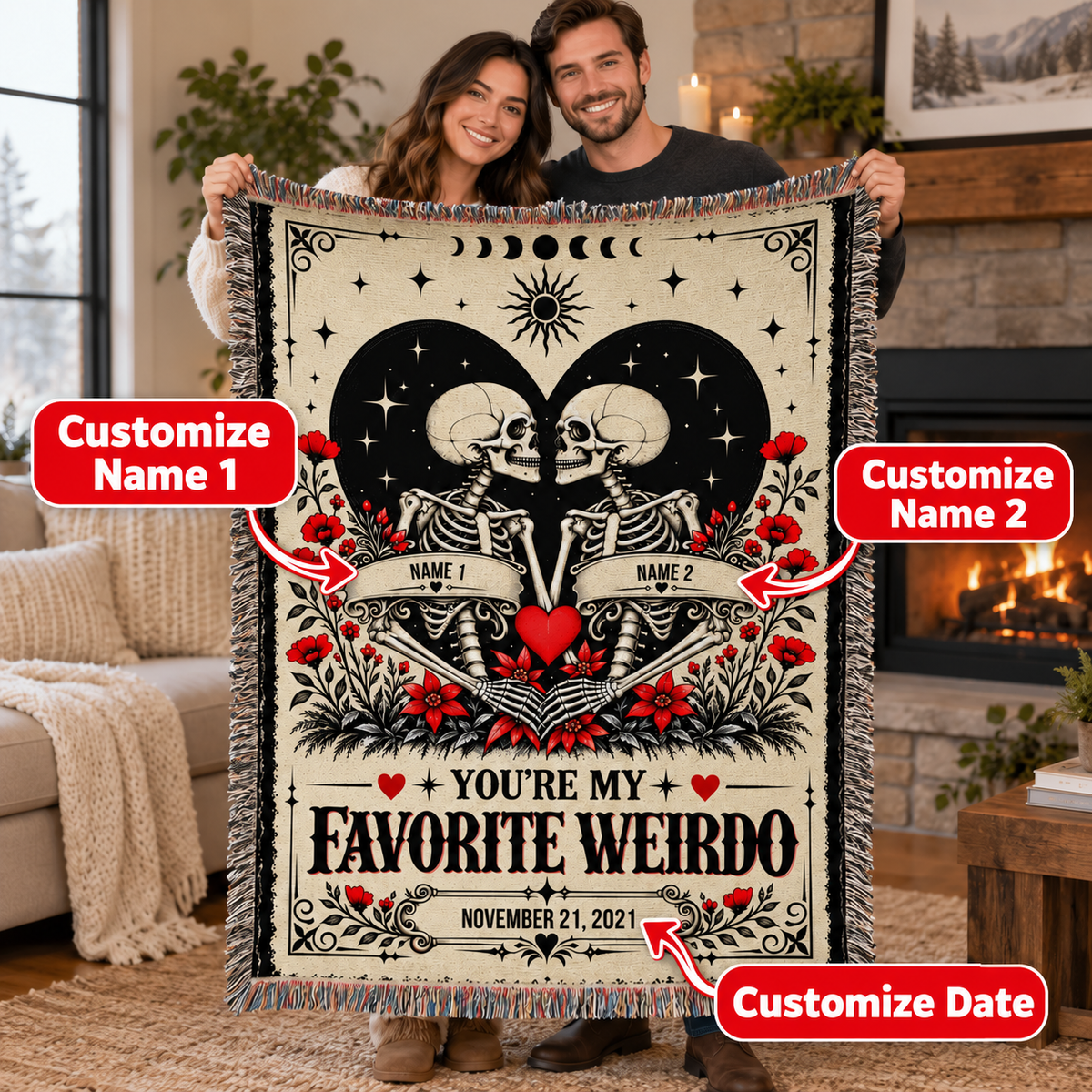 Personalize Blanket - You're My Favorite Weirdo - Anniversary Gift for her