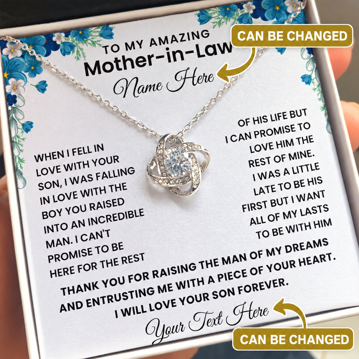Personalized To My Husband's Mom- Loveknot Necklace Gift Set