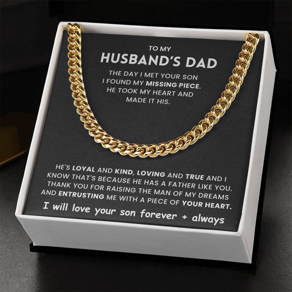 To My Hudband's Dad- Cuban Link Chain- The Day I Met Your Son