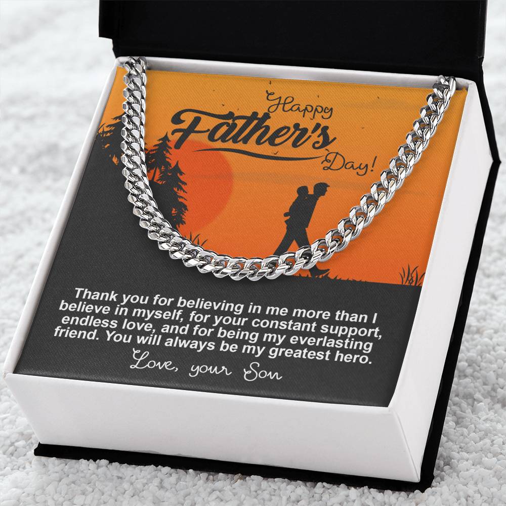 Dad-My Greatest Hero- Cuban Link Chain