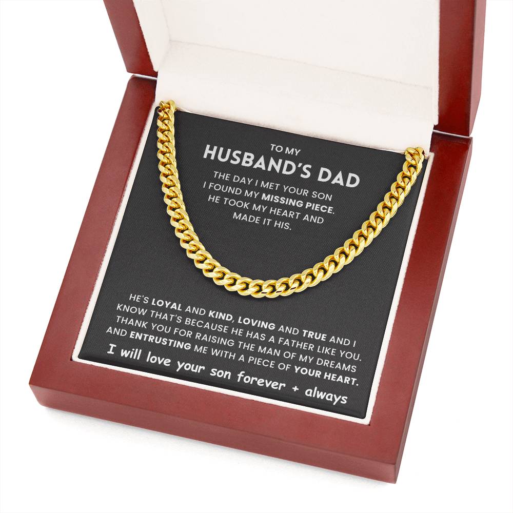 To My Hudband's Dad- Cuban Link Chain- The Day I Met Your Son