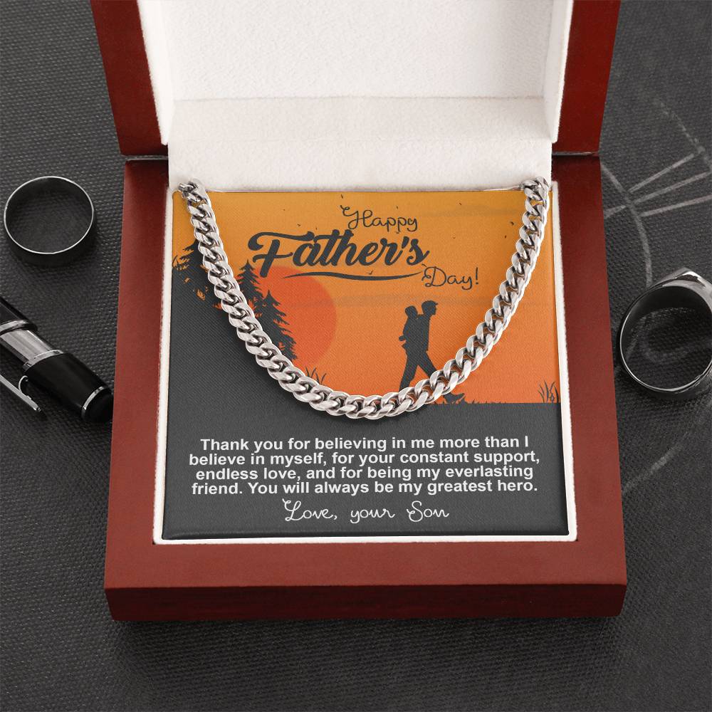 Dad-My Greatest Hero- Cuban Link Chain