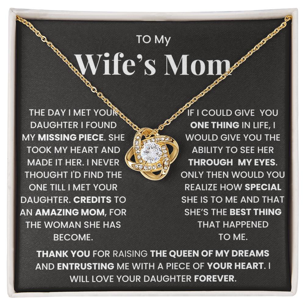 To My Wife's Mom-Loveknot Necklace- Credits To An Amazing Mom