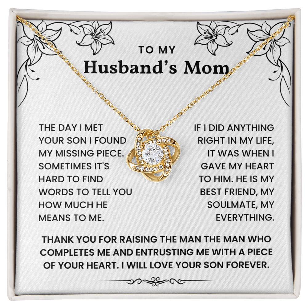 To My Husband's Mom- I Will Love Your Son Forever-Loveknot Necklace