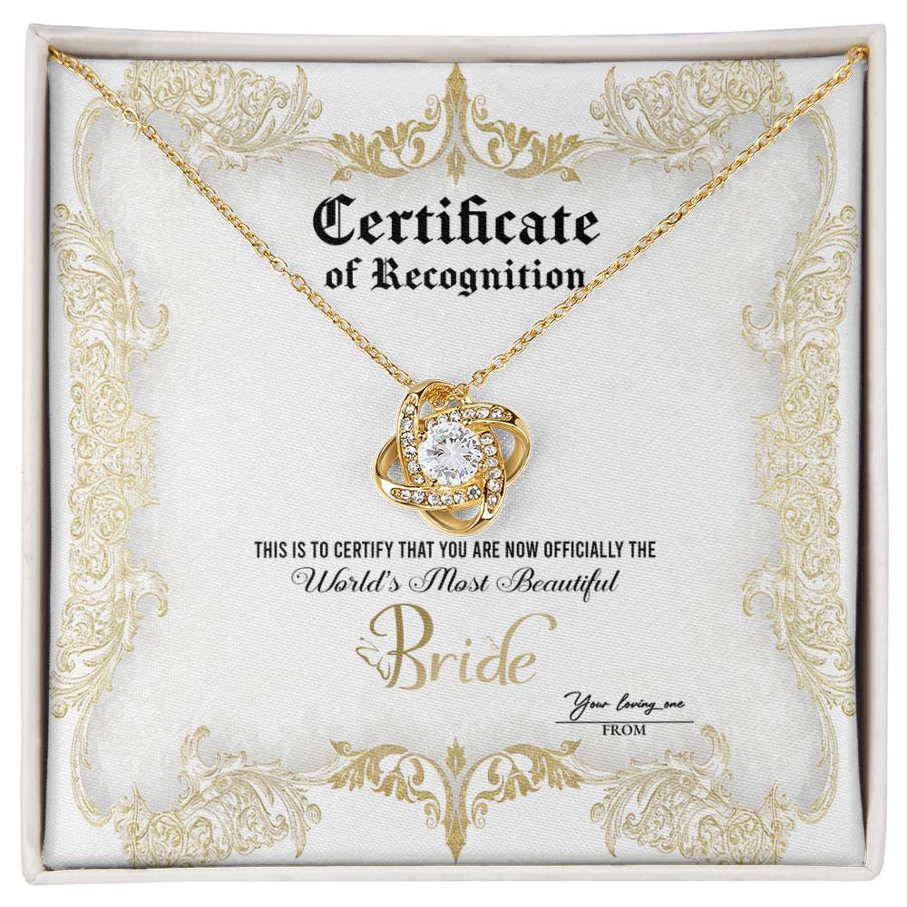 Bride-Certificate Of Achievement-Loveknot Necklace