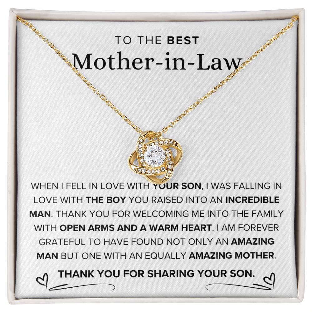 To The Best Mother-In-Law-Loveknot Necklace-For Amazing Mother