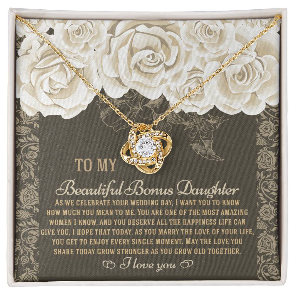 Bonus Daughter-Grow Old Together-Loveknot Necklace