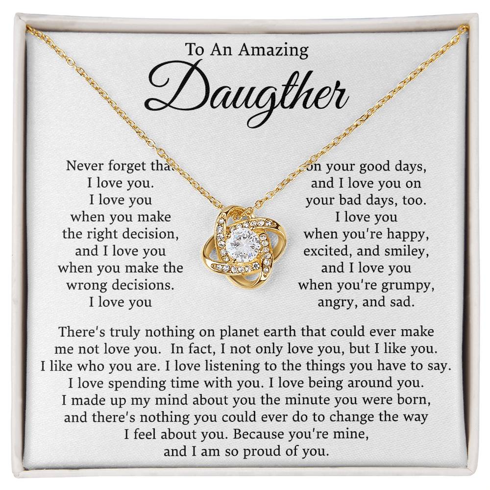 To My Daughter-Loveknot Necklace- I Am Proud Of You