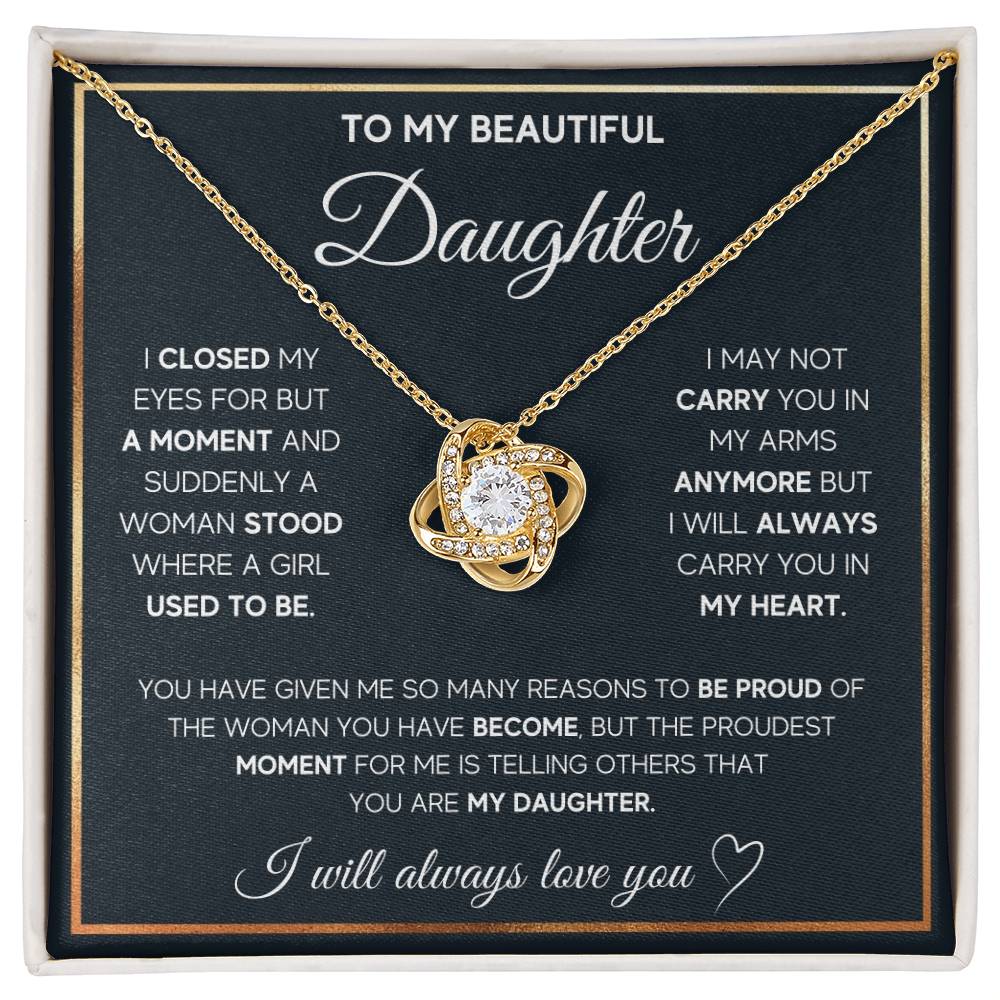 To My Beautiful Daughter-Loveknot Necklace- You Are My Daughter