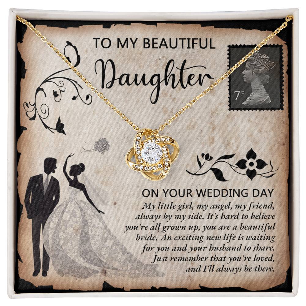 Daughter Wedding-Beautiful Bride-Loveknot Necklace