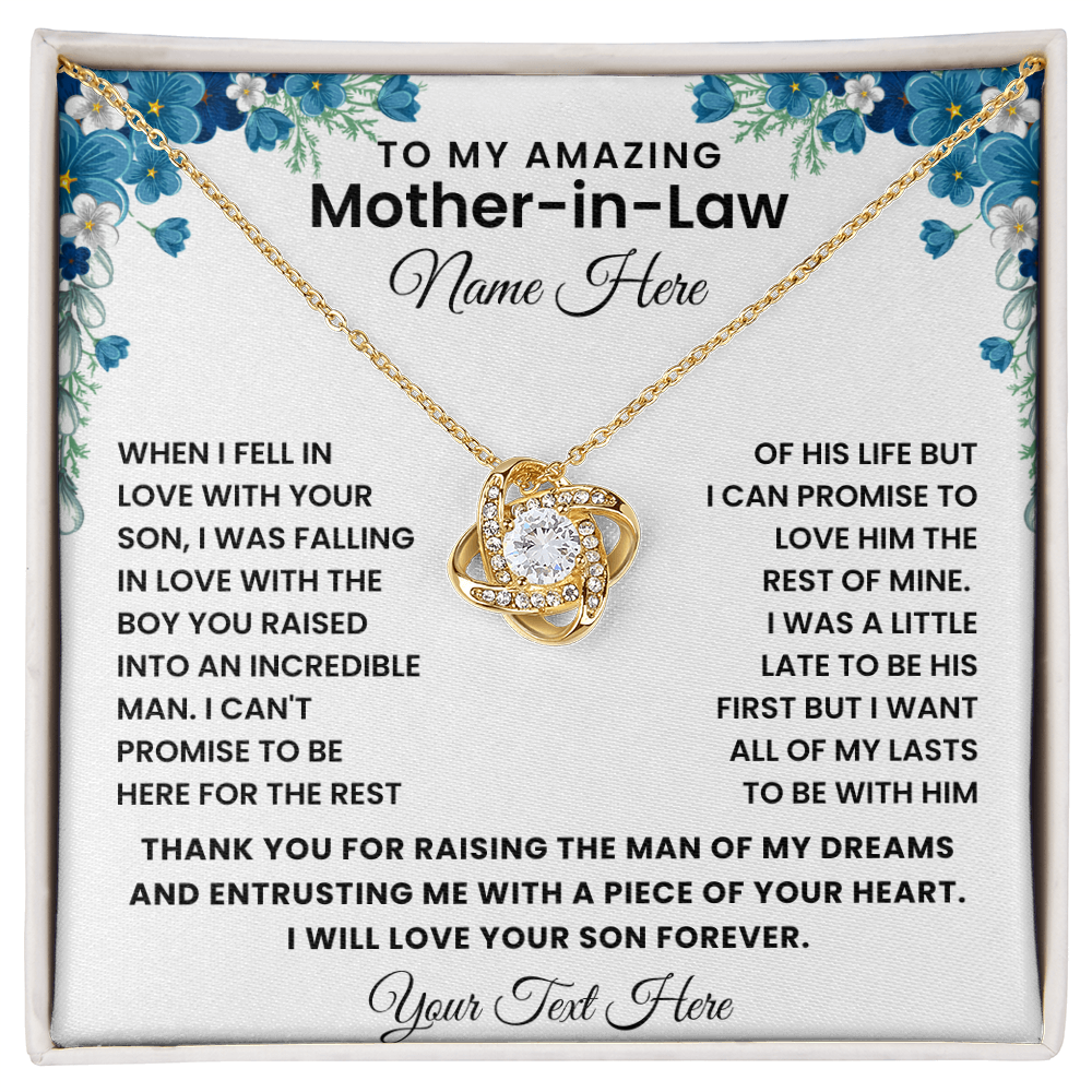Personalized To My Husband's Mom- Loveknot Necklace Gift Set