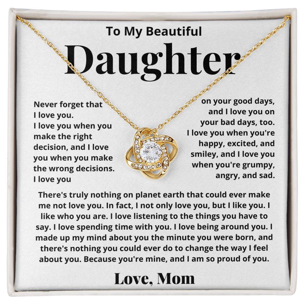 To My Beautiful Daughter - I Am So Proud of You - Love Knot Necklace